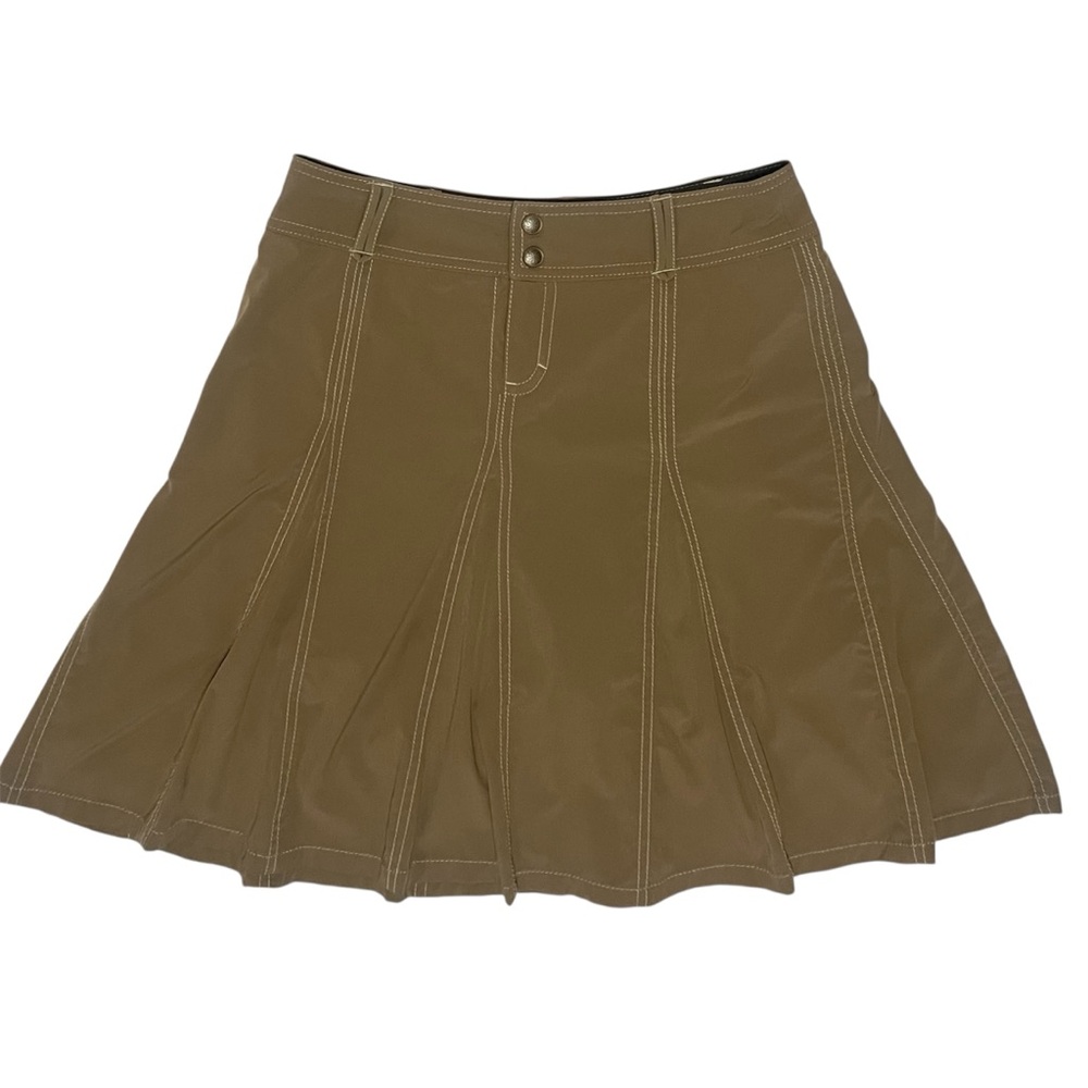 Athleta Khaki Tan Skort Size 4 Athletic Casual Skirt With Shorts Snap Zip Tie